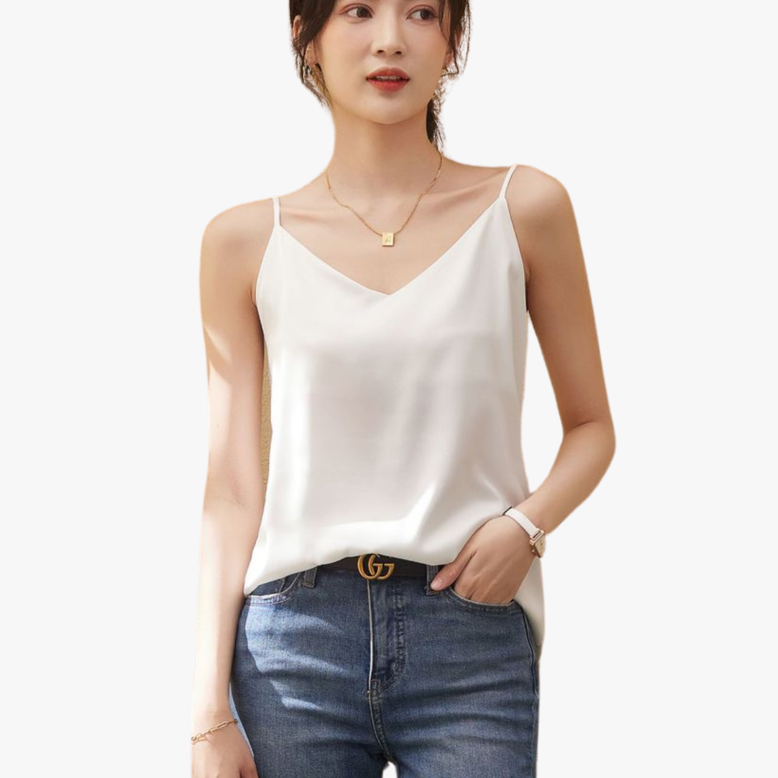 Áo Lụa 2 Dây Nữ Madela Lụa Hàn Cao Cấp Mềm Mịn, Áo Hai Dây Lụa