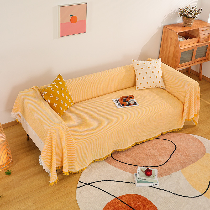 Khăn thảm phủ sofa dập ô vuông một màu cao cấp sbk180