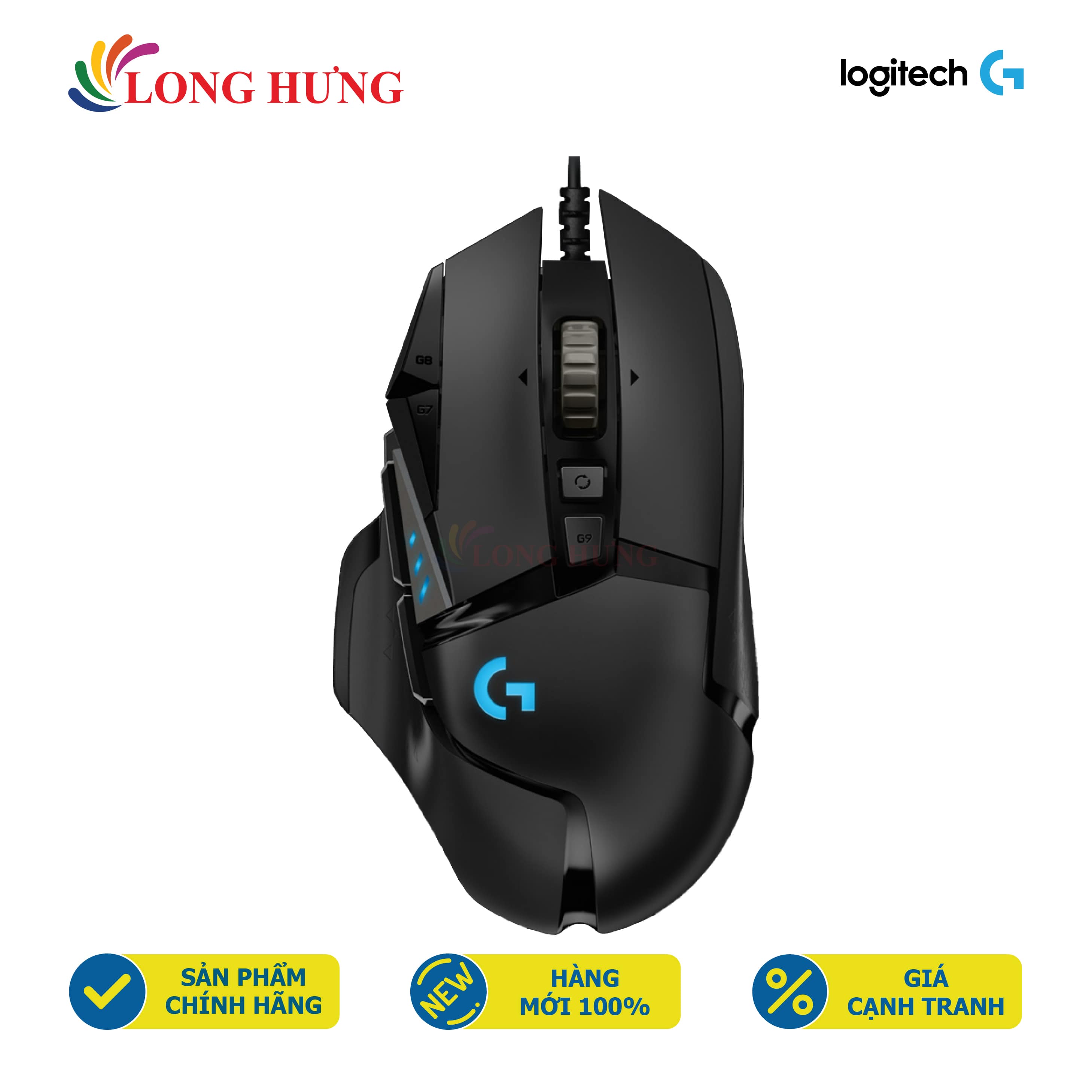 Chuột có dây Logitech G502 Hero - Hàng chính hãng - Thiết kế gaming, LED RGB 16 triệu màu, cảm biến Hero vô cùng chính xác