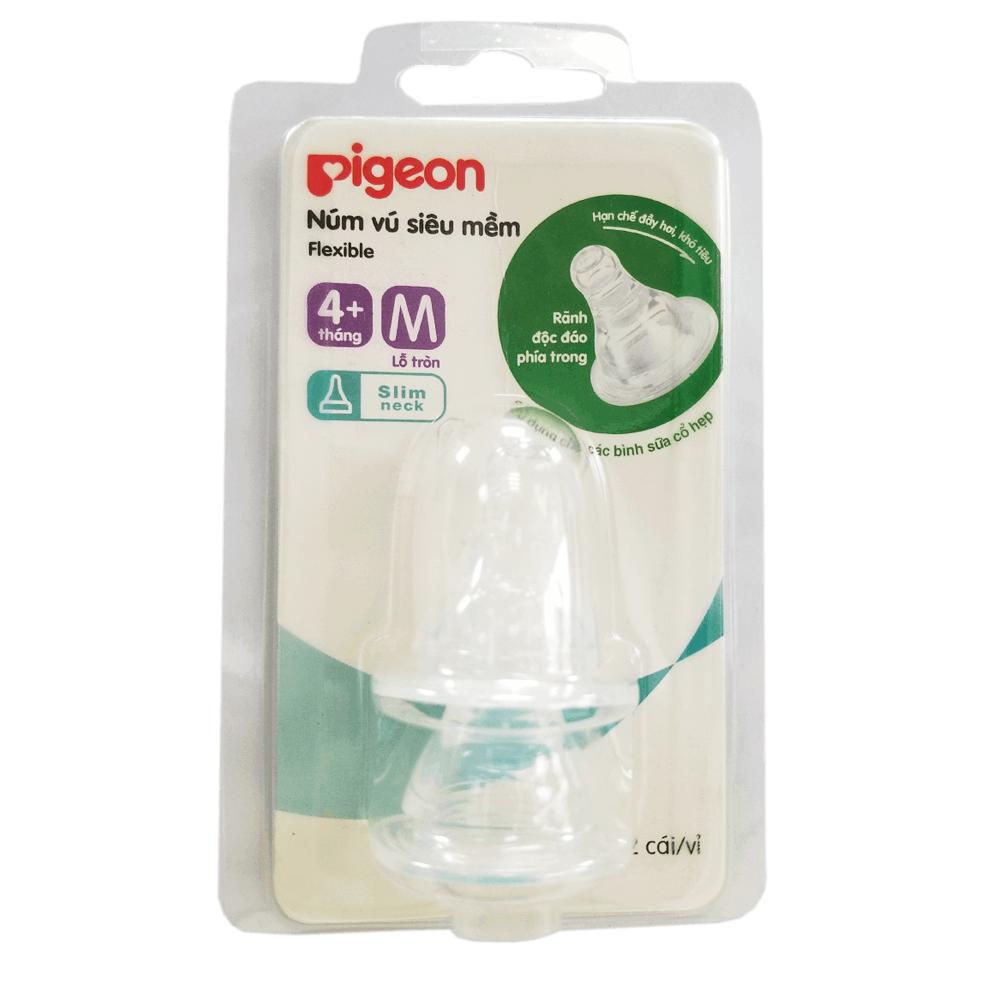 [HCM]Núm Ty Pigeon Cổ Hẹp Size M ( Vì 2 Núm ) Siêu Mềm