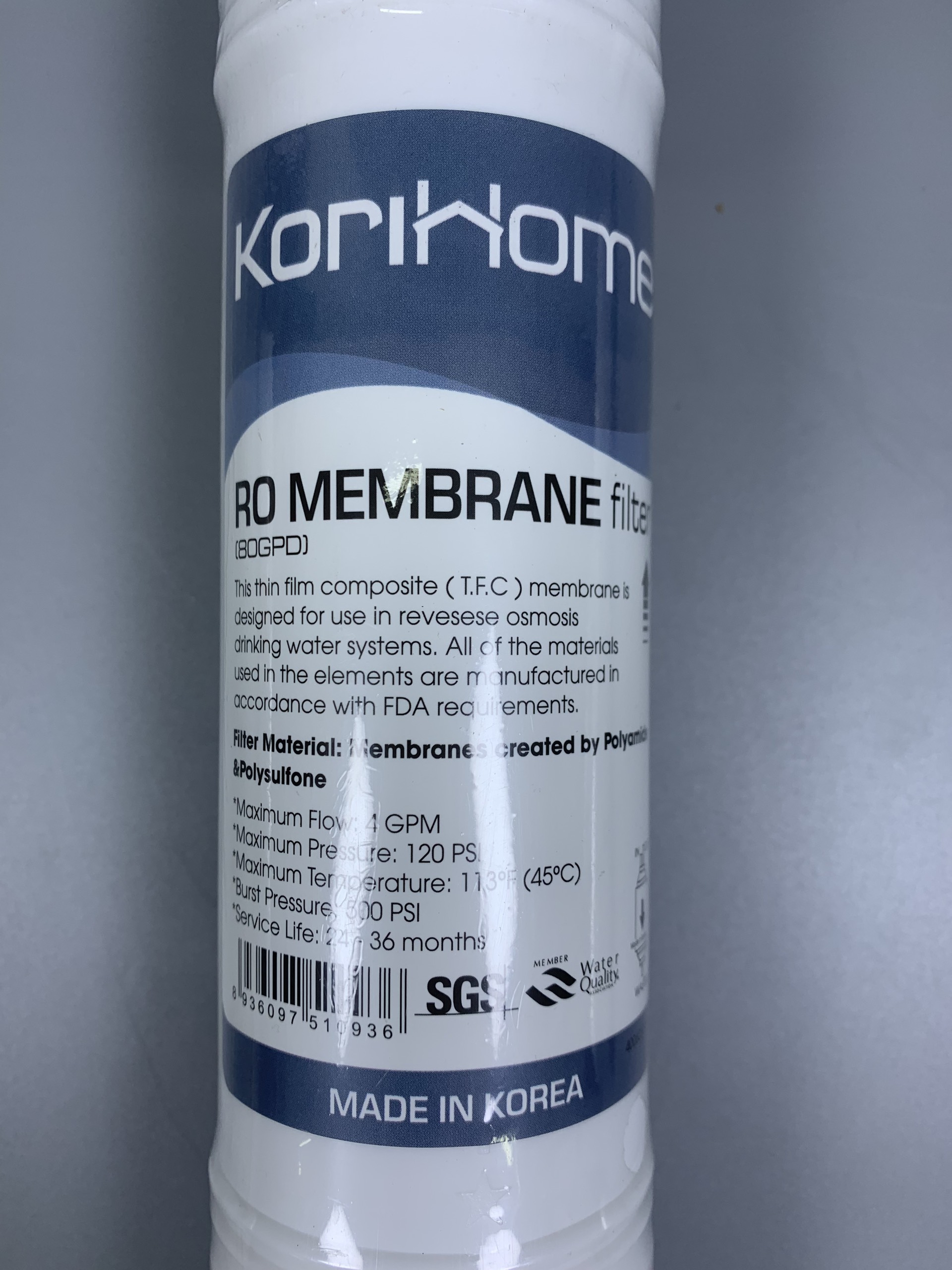 Lõi Lọc RO KORIHOME Hàn Quốc 80GPD