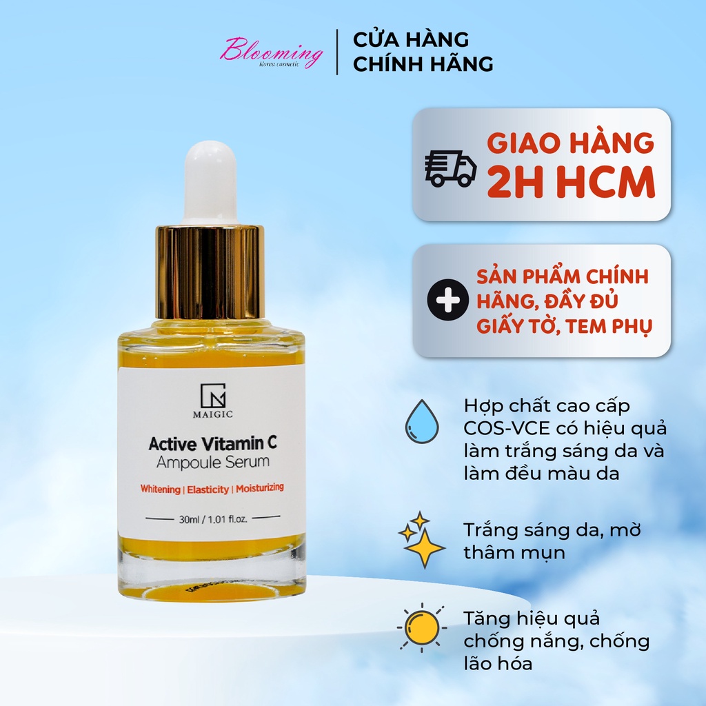 Serum trắng da mờ thâm giảm mụn MAIGIC Active Vitamin C Ampoule Serum 30ml
