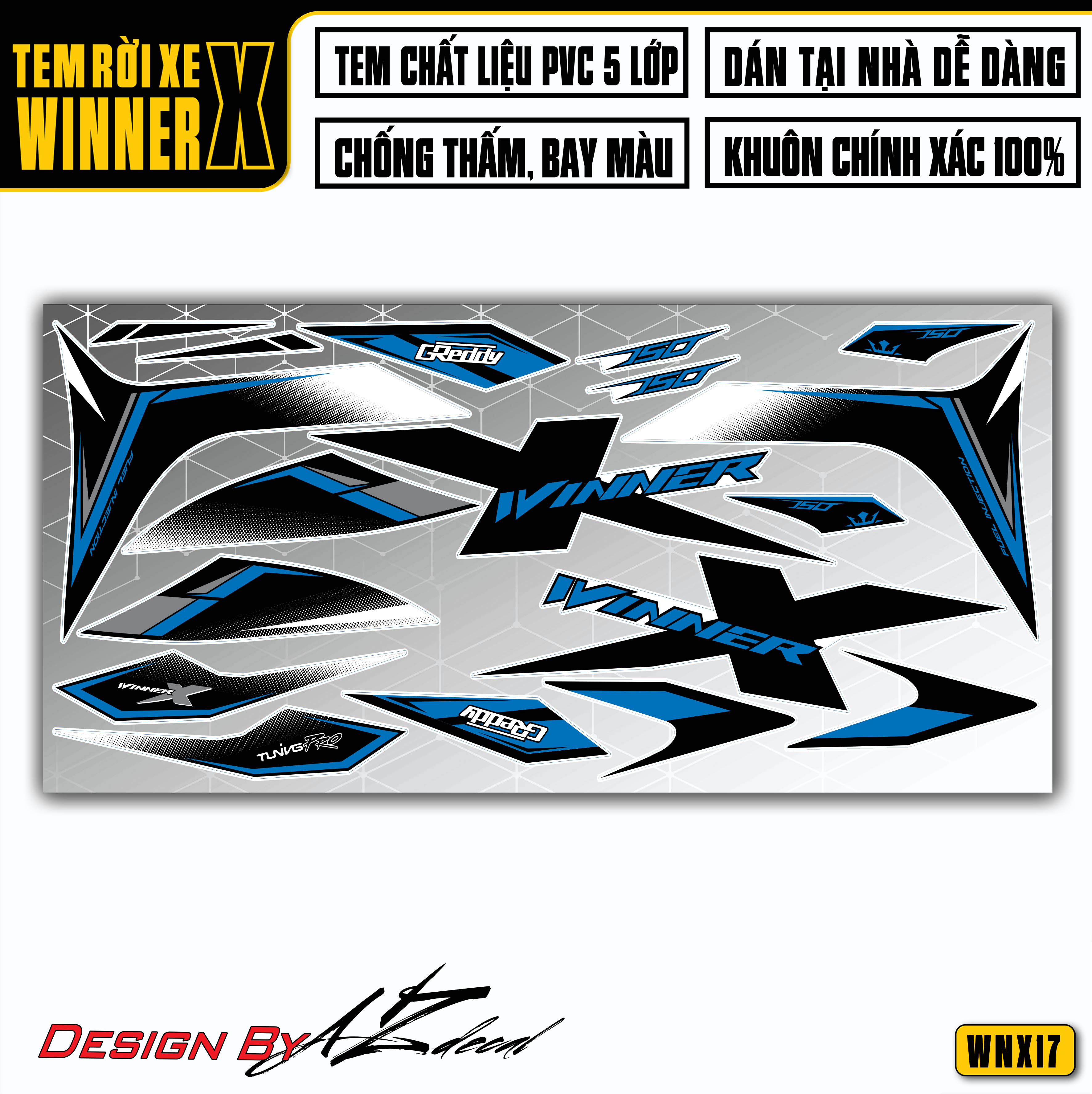 Tem Rời Winner X Đẹp Mẫu Mới Nhất | WNX17 | Chất Liệu Decal Chế PVC Chống Nước, Bền Màu, Dễ Dán Tại Nhà - Azdecal