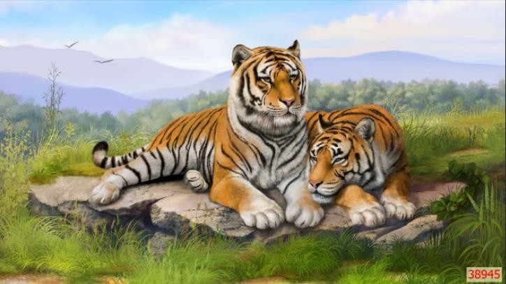 Tranh 3D con Hổ dán tường