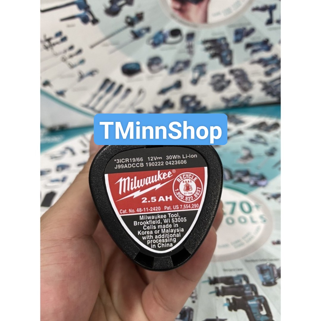 Pin M12 Milwaukee 10.8 -12 vol nhận sạc zin