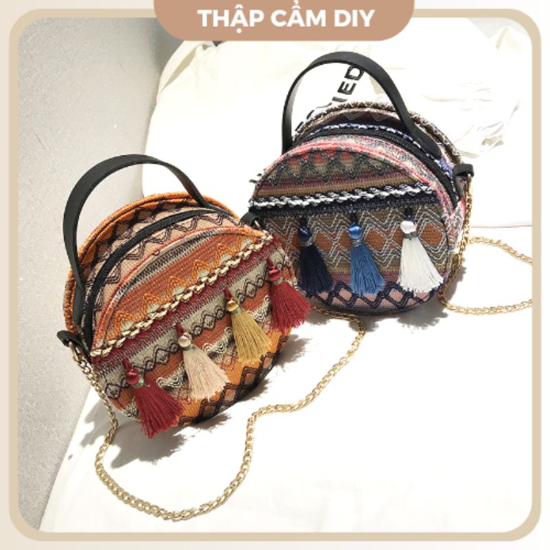 [XẢ KHO] TÚI THỔ CẨM ĐEO CHÉO DÁNG TRÒN