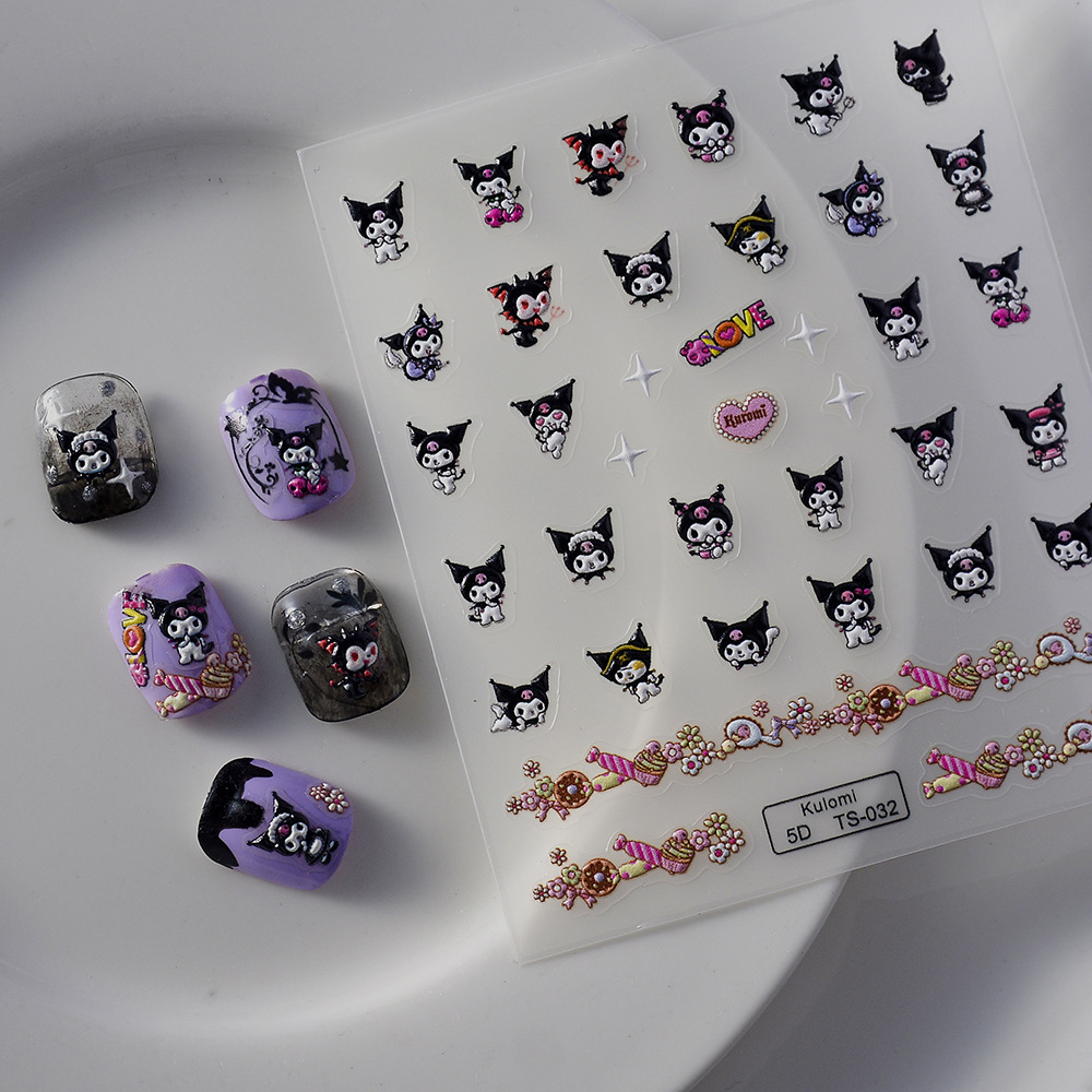 Sticker Lụa Nổi 5D | Kuromi | Hình Dán Móng Tay TS-032