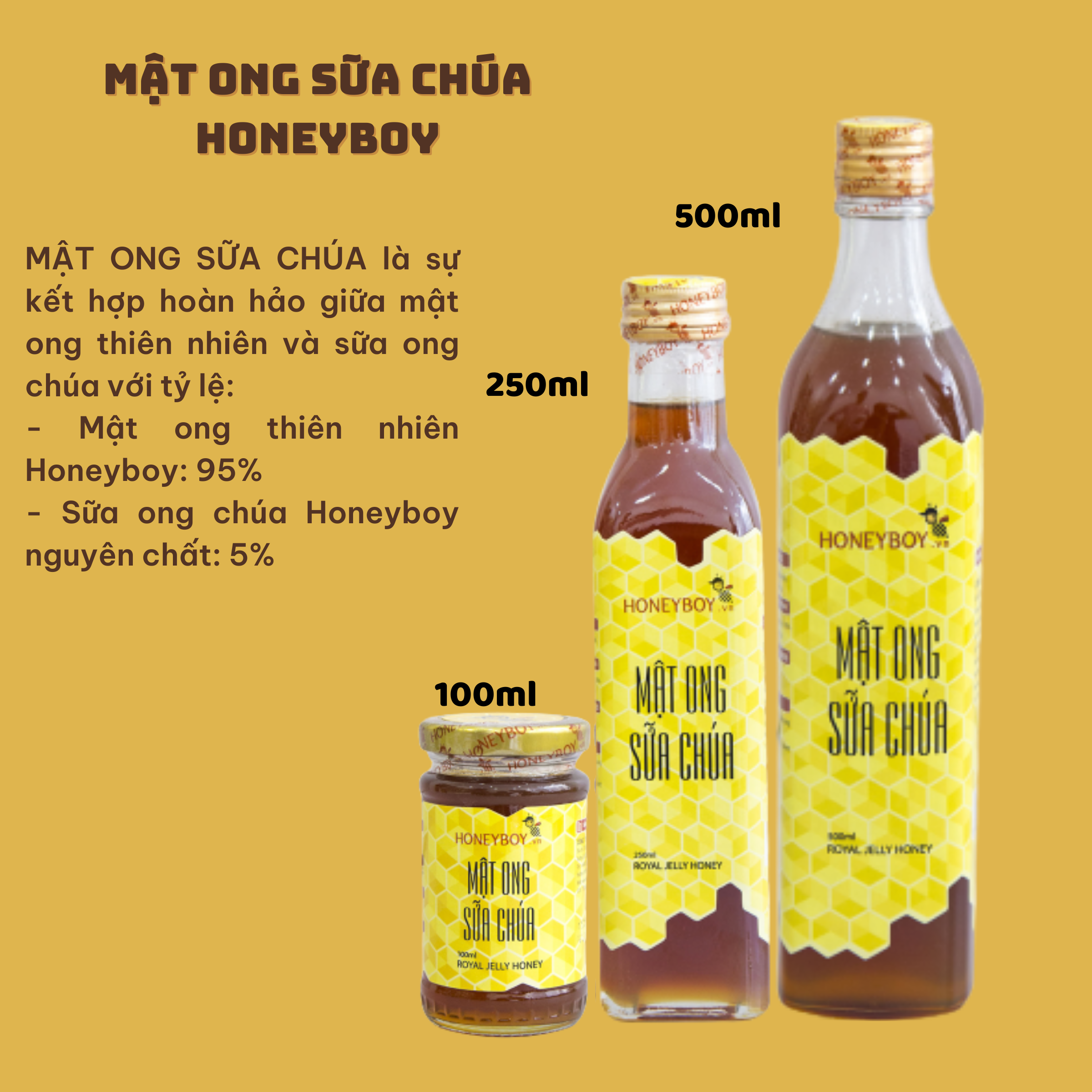 Mật ong sữa chúa HONEYBOY 500ml