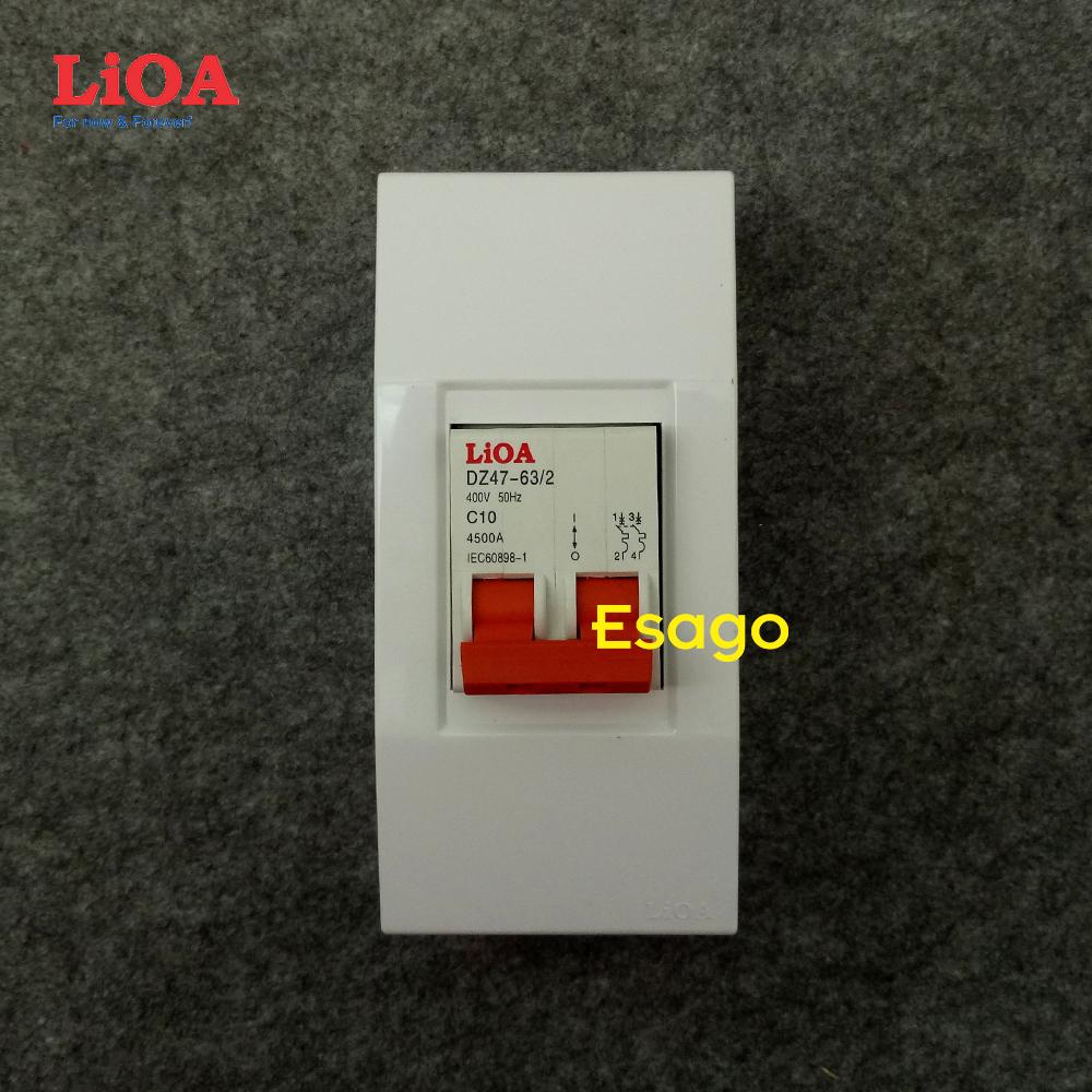 Combo cầu dao tự động lioa 10a loại 2 cực - lắp nổi