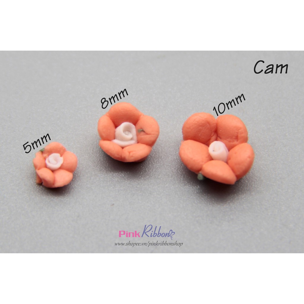 Set 10 cái - hoa gốm nhí cỡ 8mm làm phụ liệu may mặc, thời trang