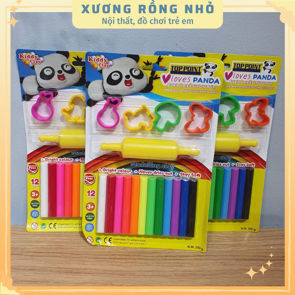 Đất Sét Nặn 12 Màu kèm 4 khuôn và con lăn