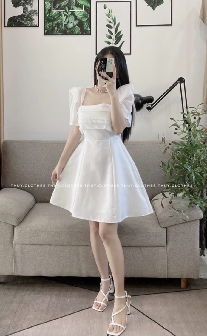 ❤️❤️ Siêu phẩm váy cổ vuông xếp bèo ly ngực 😍😍😍 Một em váy nhẹ nhàng mà siêu xinhhhh-LĐ