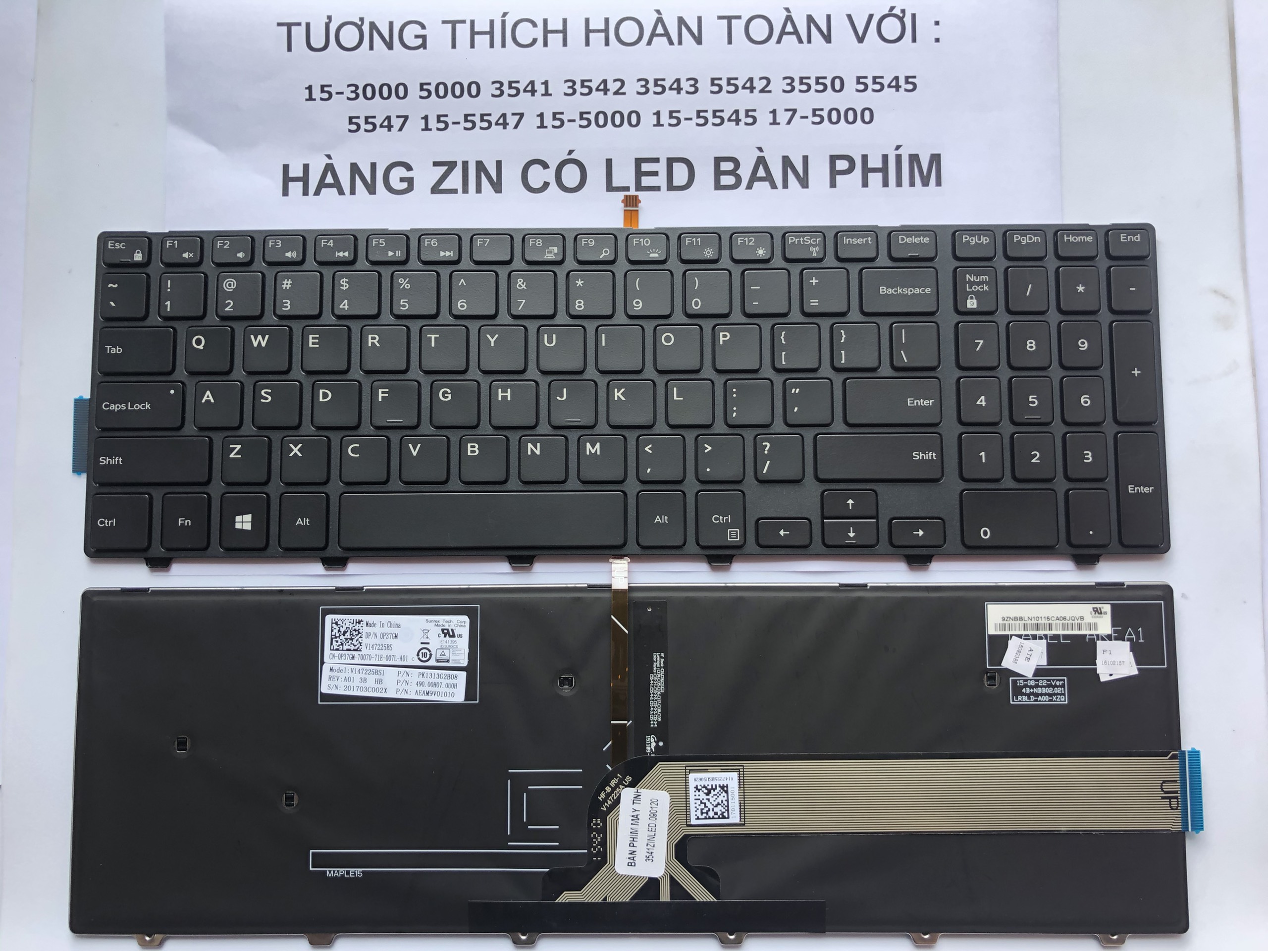 [HCM]Bàn Phím cho Laptop  Dell 15-3000 5000 3541 3542 3543 5542 3550 5545 5547 15-5547 15-5000 15-5545 17-5000 Hàng Zin Có Led