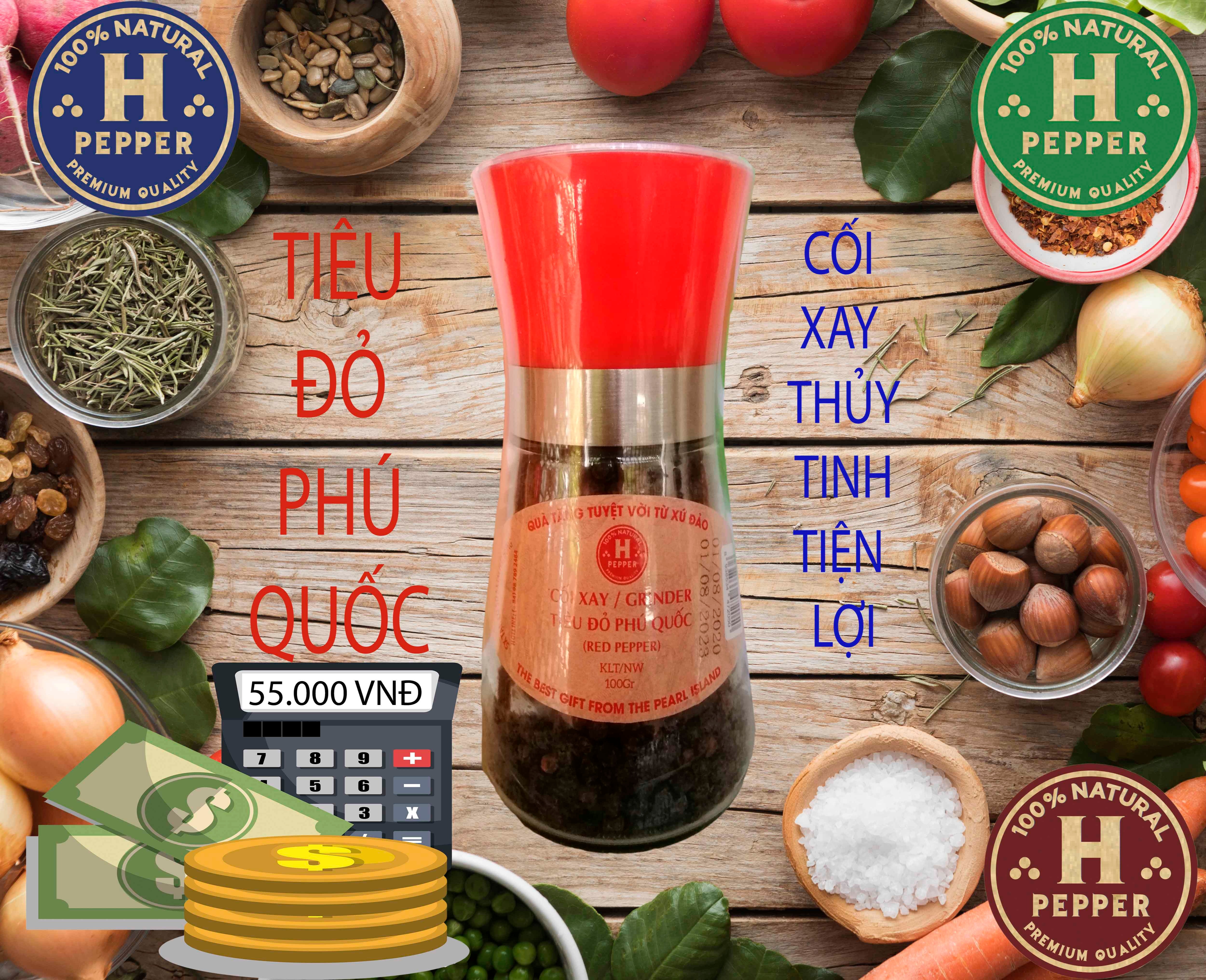 Cối xay tiêu đỏ Phú Quốc hũ 100g