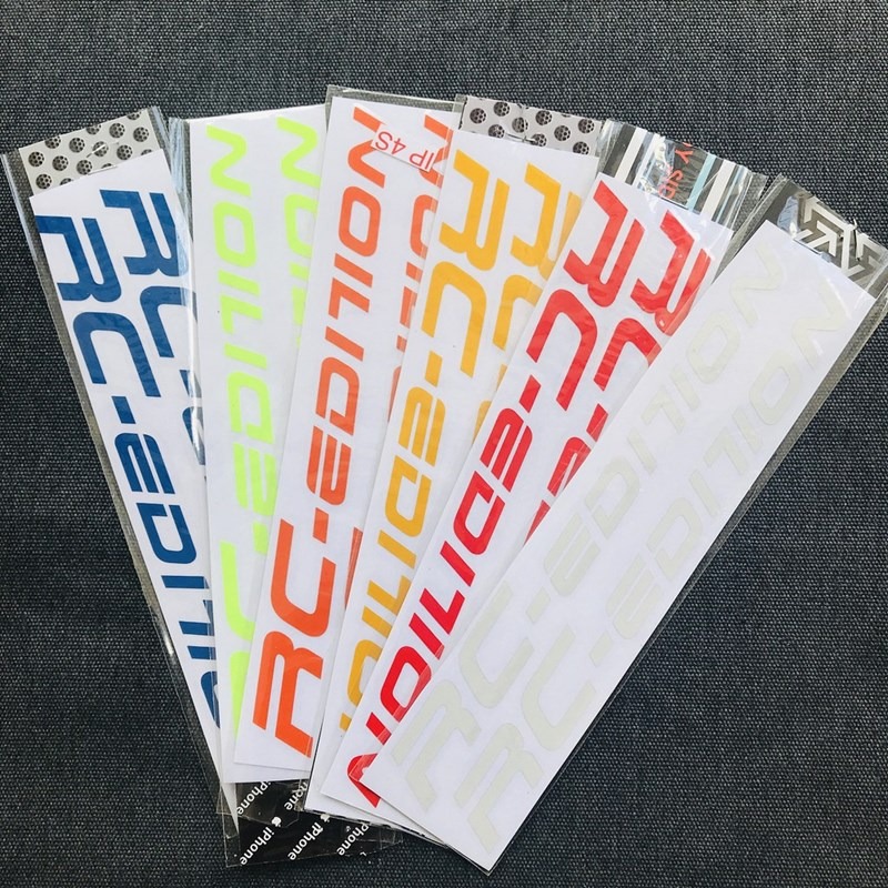 2 Tem DECAL dán phuộc phản quang RC EDITION,dán ốp gắp,mặt nạ xe siêu đẹp