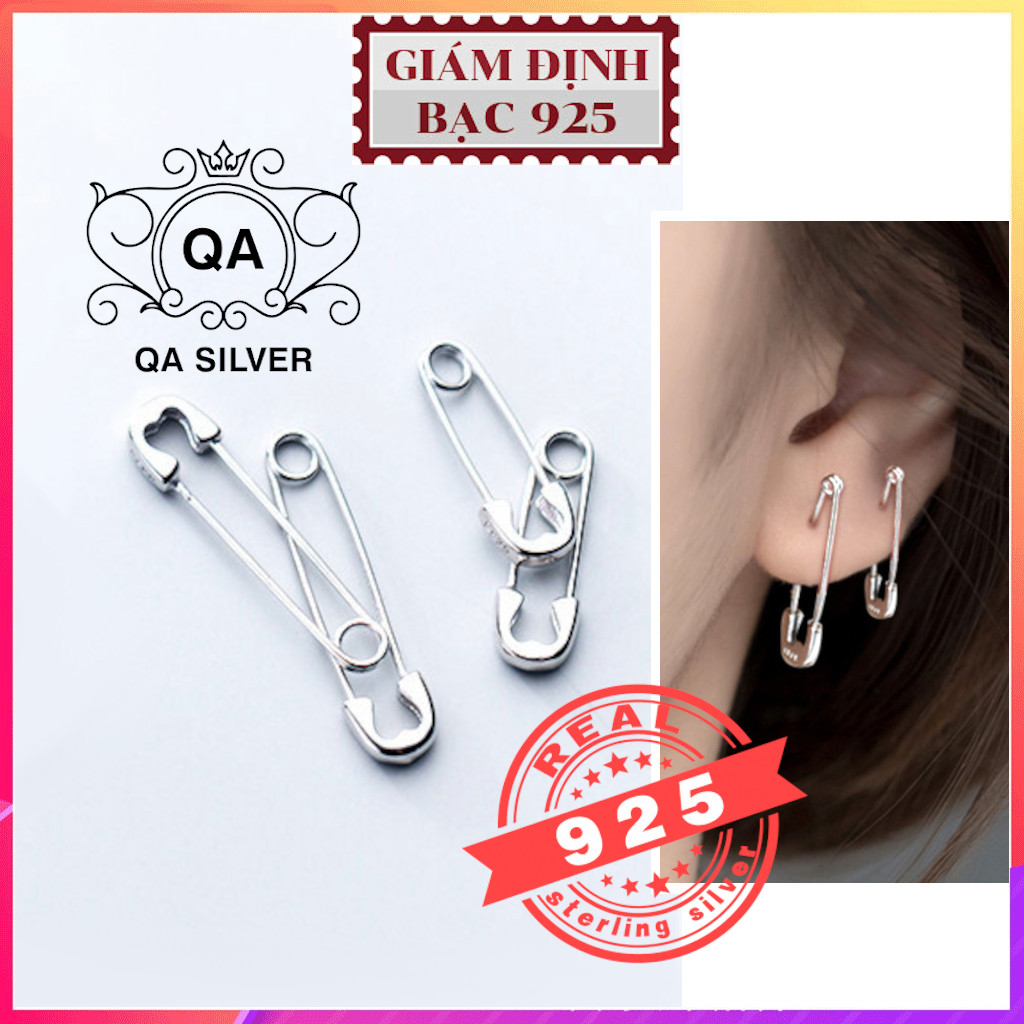 Khuyên tai bạc 925 ghim băng kim xỏ bông nam nữ kẹp vành S925 PIN QA SILVER Earrings EA190701