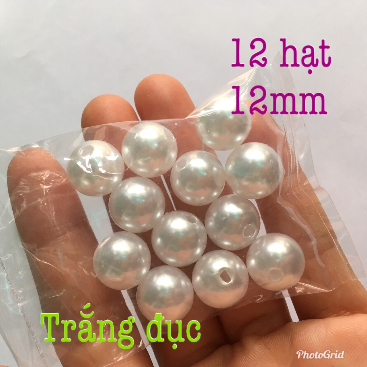 🌿Cườm nhựa ngọc trai loại tốt size 3-14mm có lỗ đính áo dài làm vòng tay