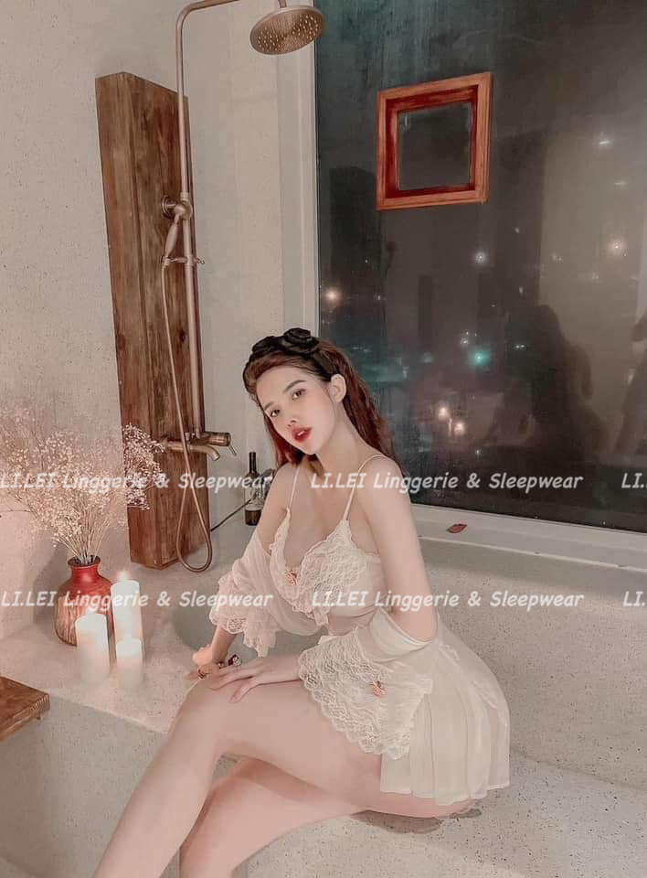Set đồ ngủ Bodysuit sexy ren ngực xuyên thấu, bộ ngủ hoa gợi cảm viền ren HT90