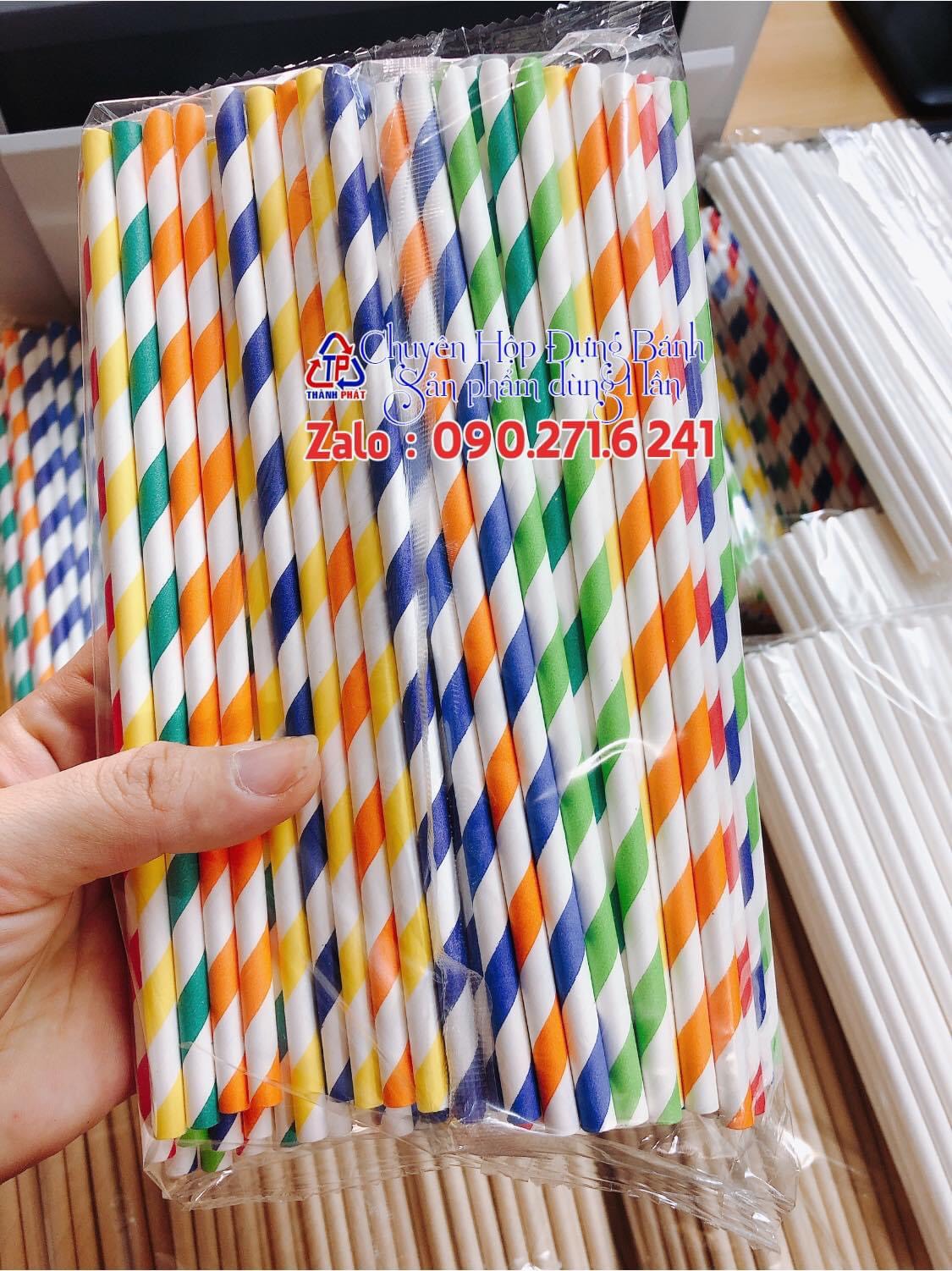 100 ống hút giấy phi 6 dài 20cm