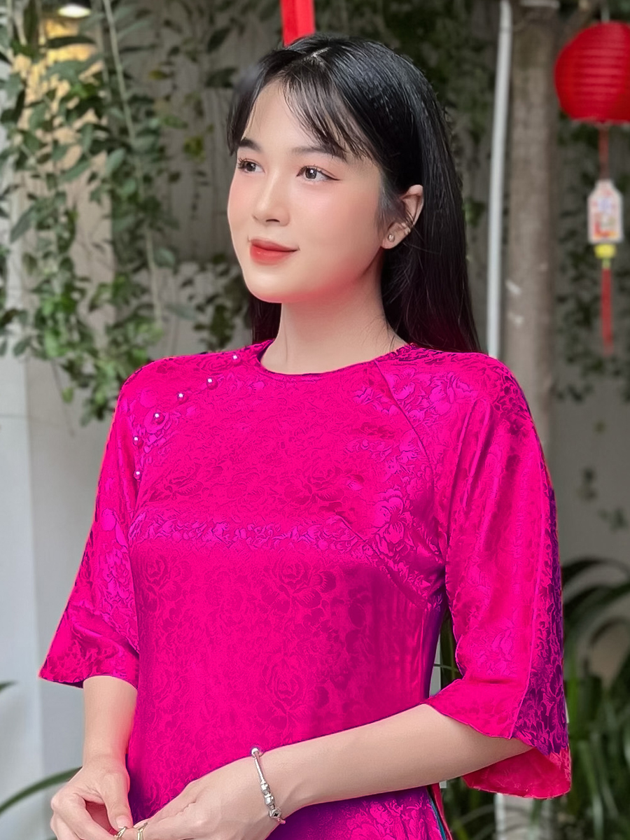 - áo dài gấm from rộng trẻ trung ad040 - khánh linh style