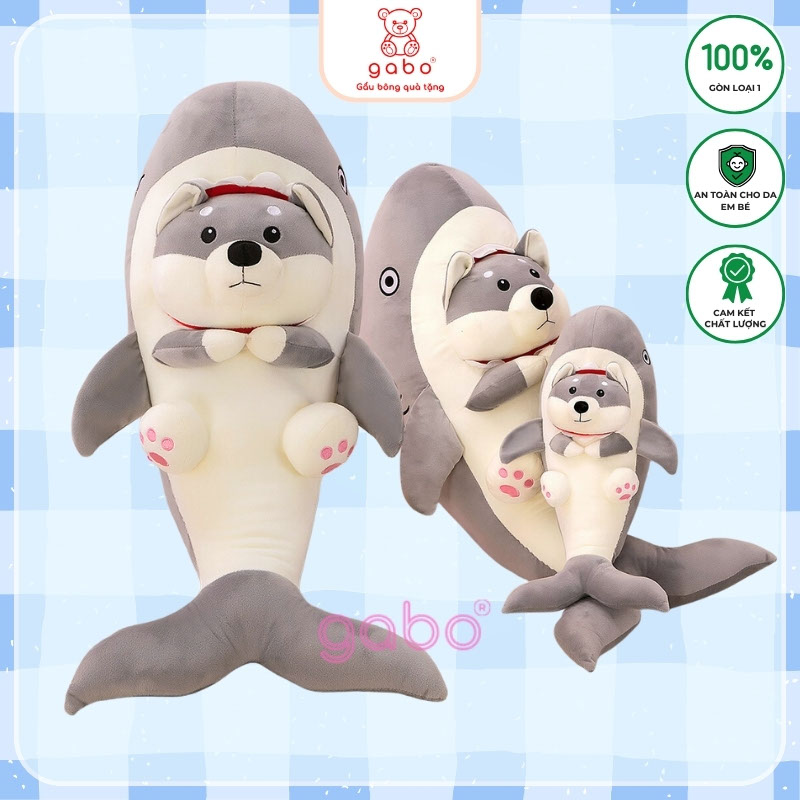 gấᴜ Bông Cá Mập Mặt Chó, Cá Mập Mặt gấᴜ Siêu cute, có khoá kéo