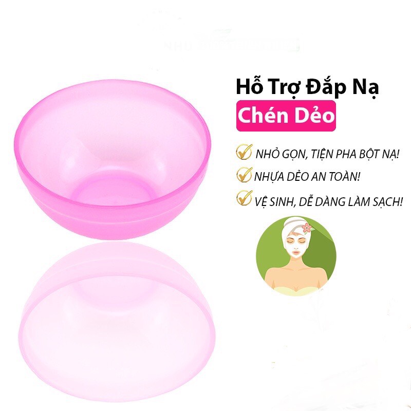 Chén Nhựa Dẻo Trộn Mặt Nạ + thìa quét ( Giao màu ngẫu nhiên)