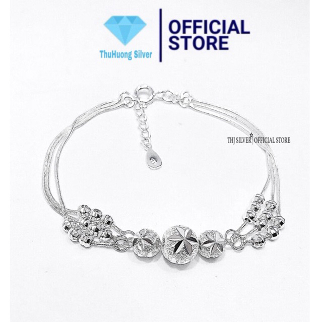 Lắc tay nữ THJ - Lắc tay mỳ tròn bi phay sáng đẹp chuẩn bạc ta