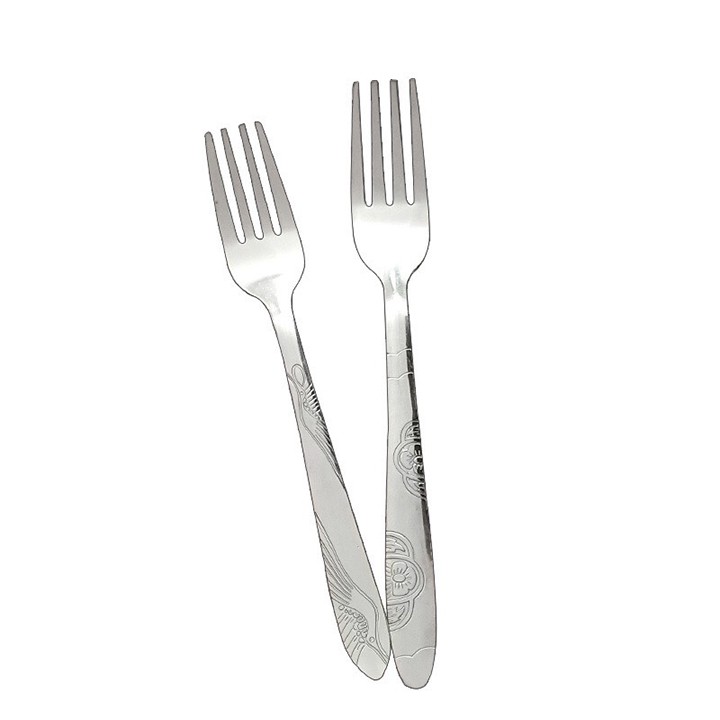 Dĩa ăn hoa quả inox hoa văn