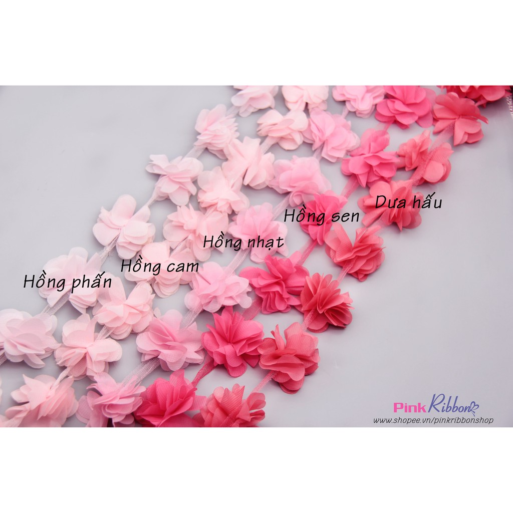 Dây hoa chiffon, hoa 6cm (Dây 13 hoa)