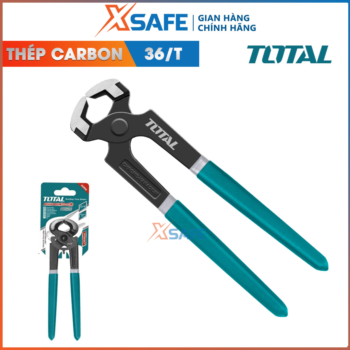 Pliers crab big head total THT290801 size 8 inch/200mm crab steel CR-V stainless super hard, clip, cut, grippers, Holder, bending heavier items, metal distribution genuine xsafe