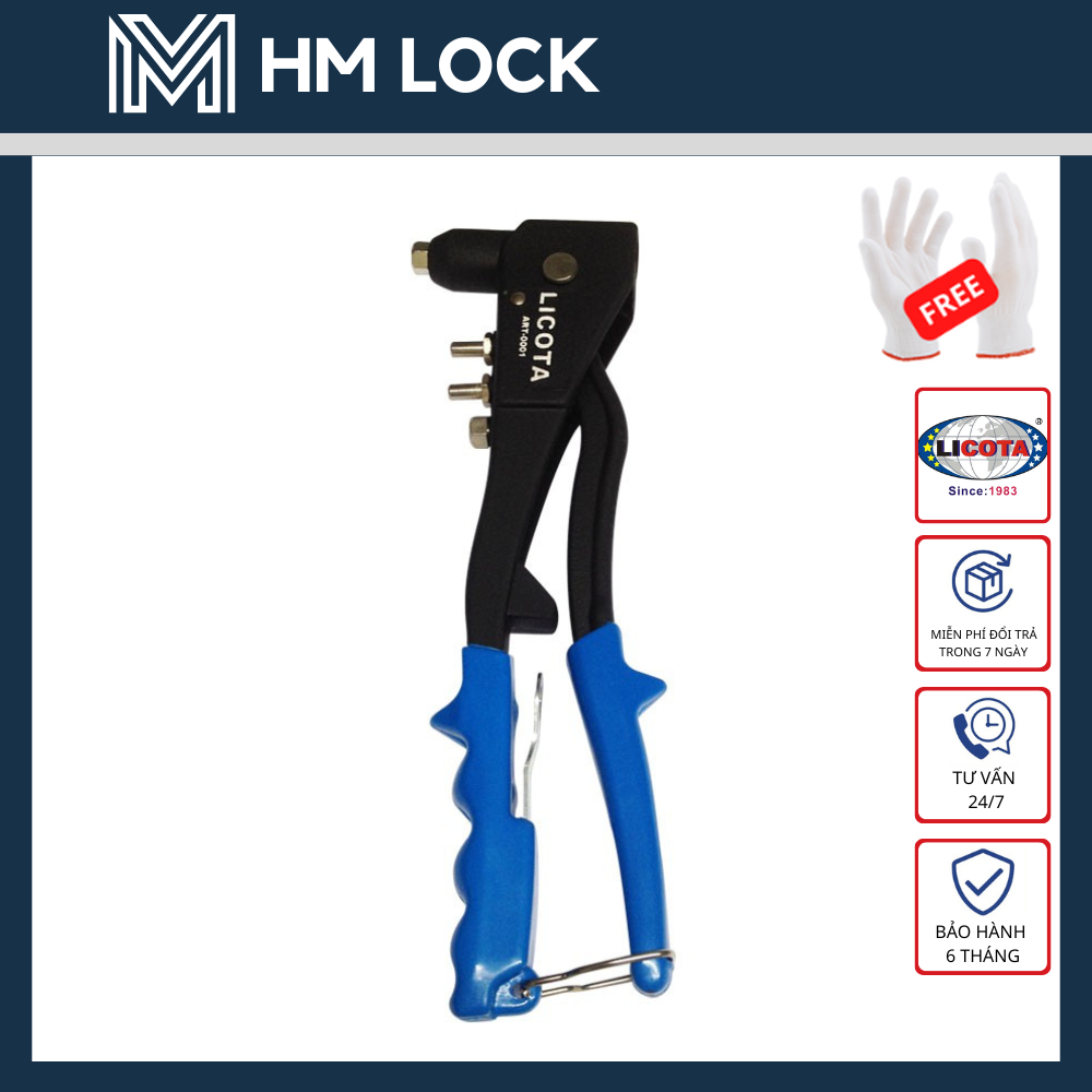 Kìm rút tán đinh rive licota cao cấp - thép cr-v siêu cứng không gỉ cao cấp - hàng chính hãng - hm lock
