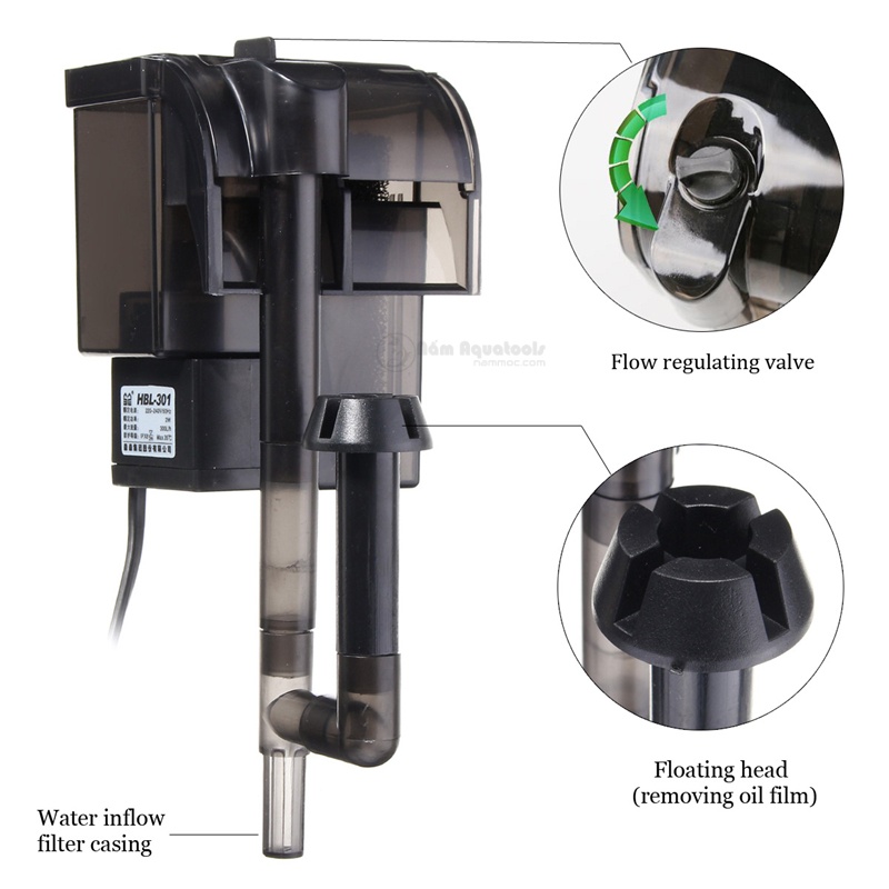 Lọc thác mini sunsun hbl-301 | lọc thác mini siêu êm - có kèm lọc váng cho bể cá mini, bể thuỷ sinh để bàn