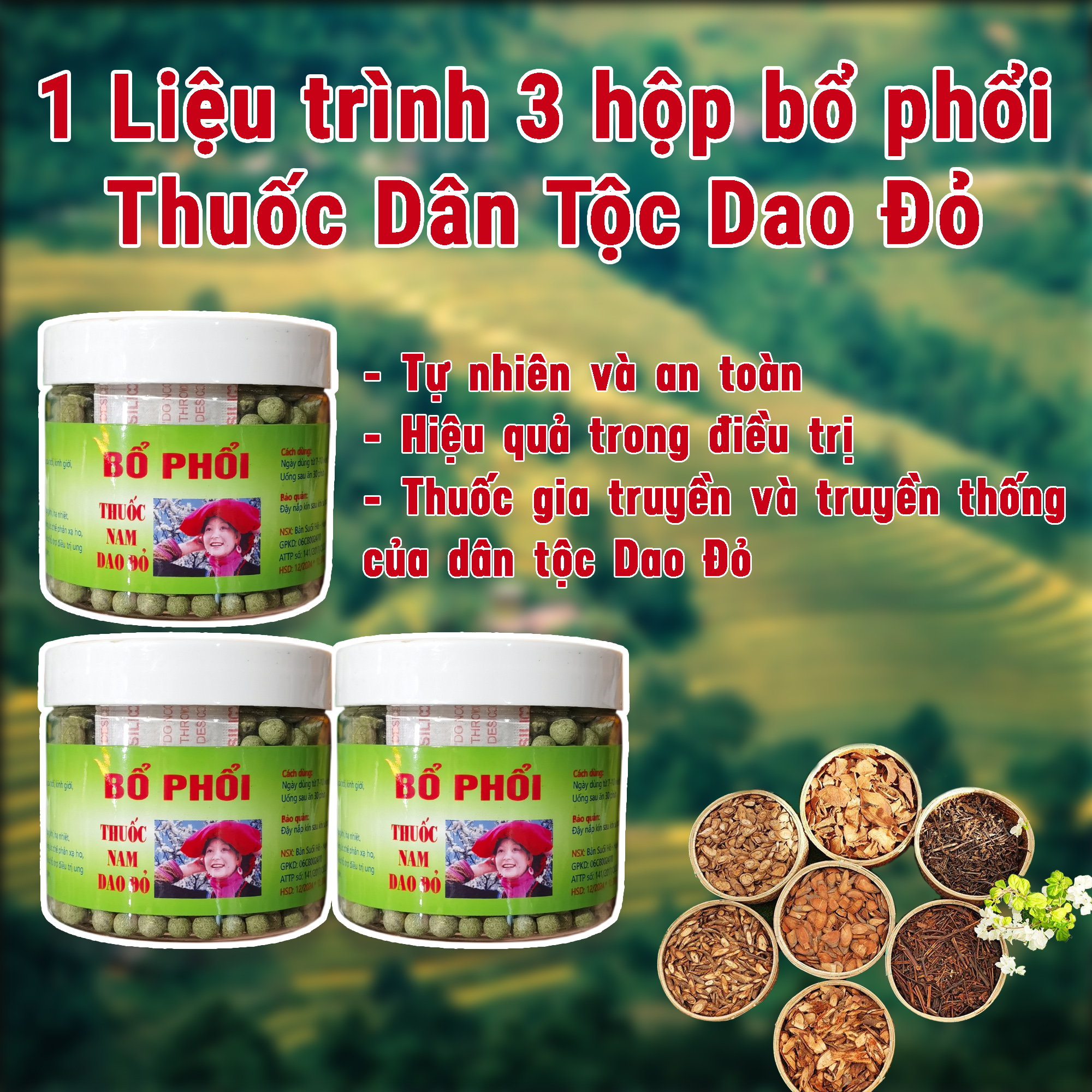 1 liệu trình 3 hộp viên bổ phổi - thảo dược gia truyền dân tộc dao đỏ - đặc sản 27