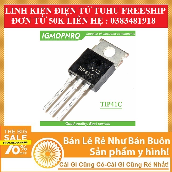 Combo 2 transitor tip41c to220 transistor npn 6a 100v