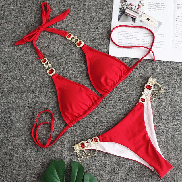 Bikini tam giác đính đá siêu xinh (5 màu)