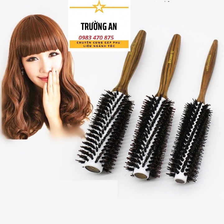Lược Tròn - Lược sấy uốn Tạo Phồng Kiểu Tóc gỗ - Nano (bé - vừa - to)