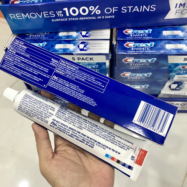 [HCM][HOT]KEM ĐÁNH RĂNG CREST 3D WHITE ADVANCED TRẮNG RĂNG VƯỢT TRỘI 158Gr - MỸ