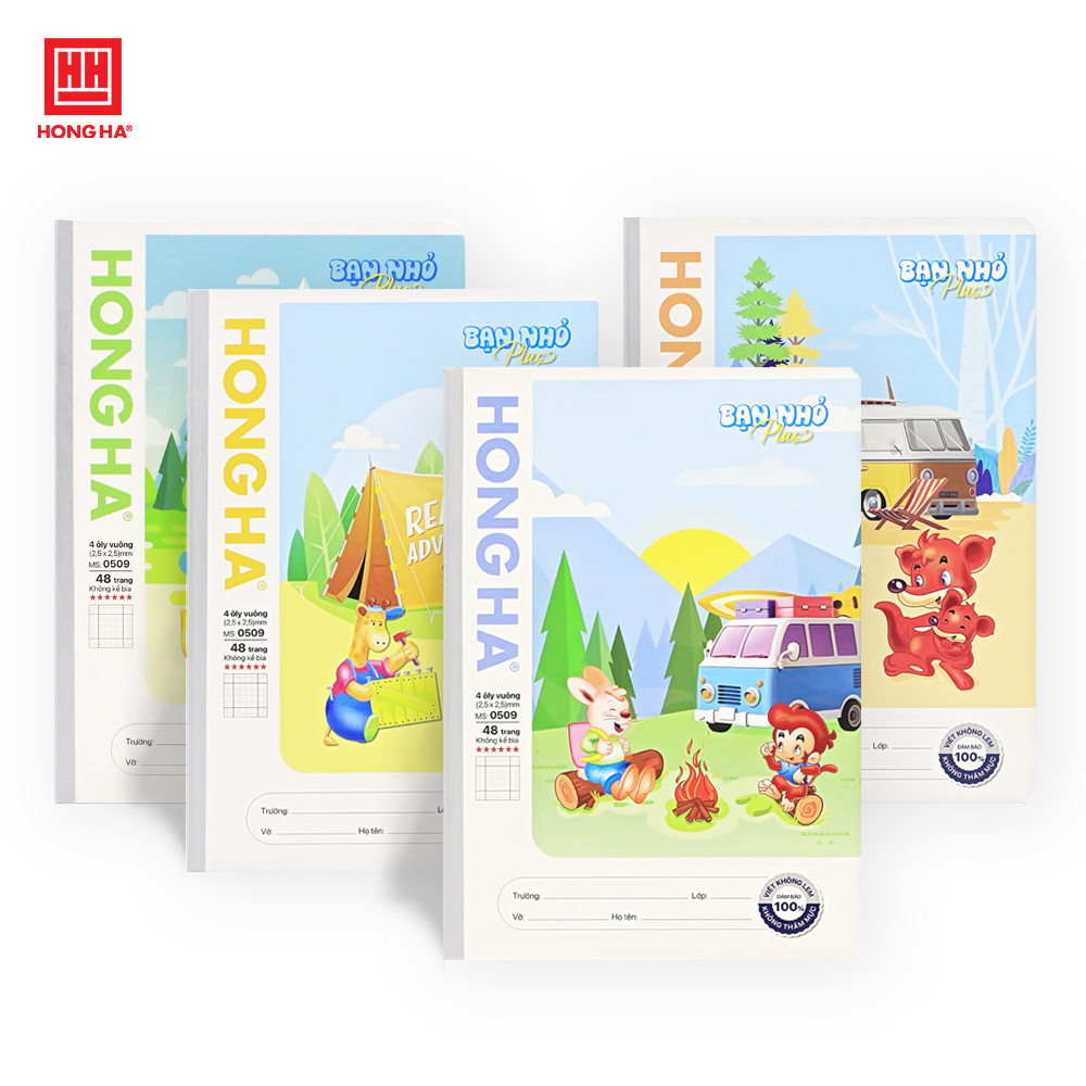 Vở 4 Ô ly 48 trang Hồng Hà School Bạn Nhỏ Plus - 0509P (Lốc 10 quyển)
