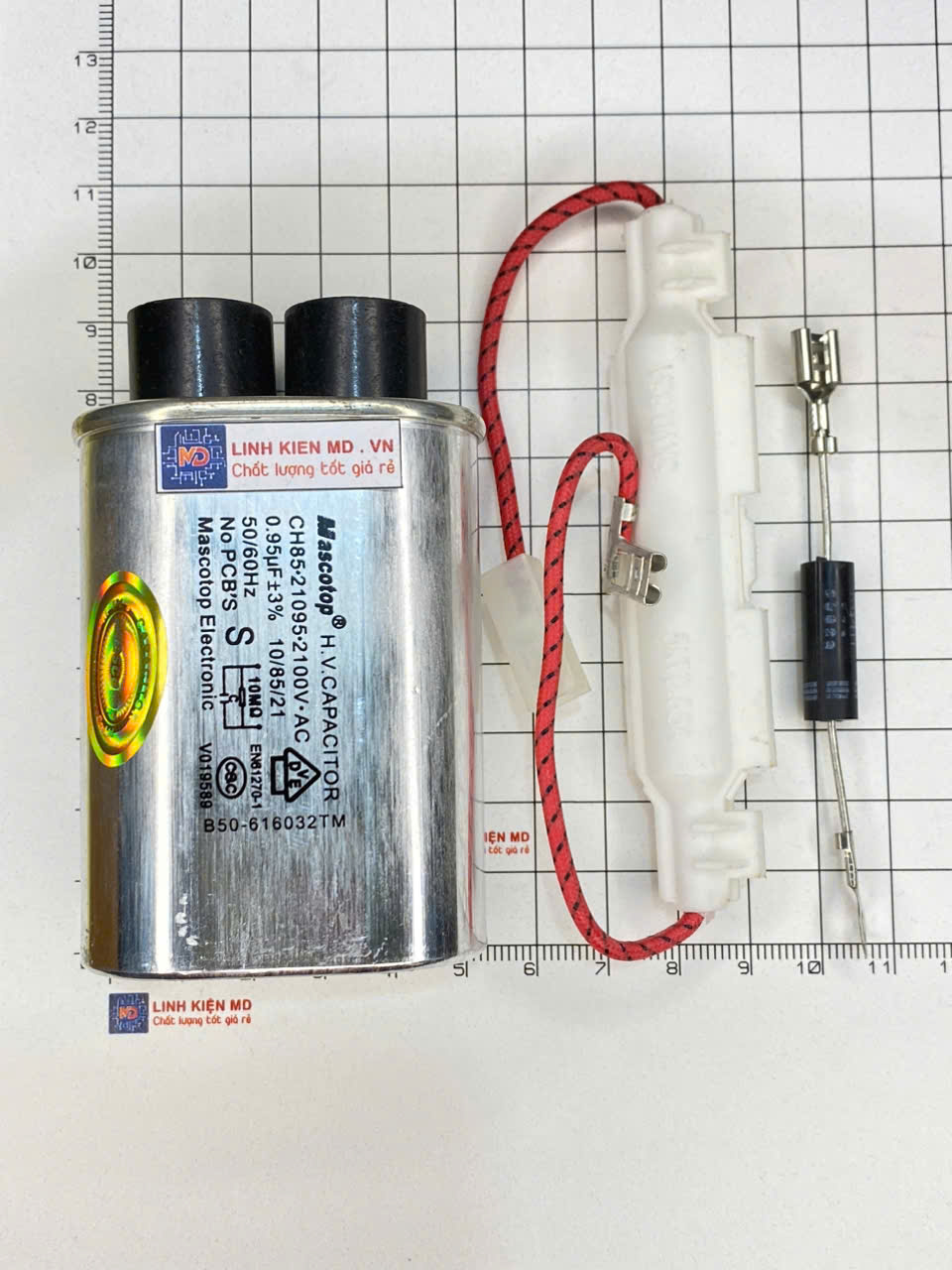 Tụ cao áp lò vi sóng , cầu chì , diode (combo 3 linh kiện)