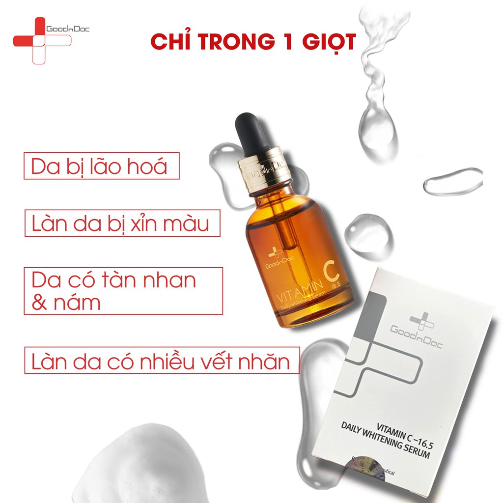 GOODNDOC Serum Vitamin C 16.5 Daily Whitening Tinh chất giảm thâm nám, dưỡng sáng da, chống oxi hóa 30ml