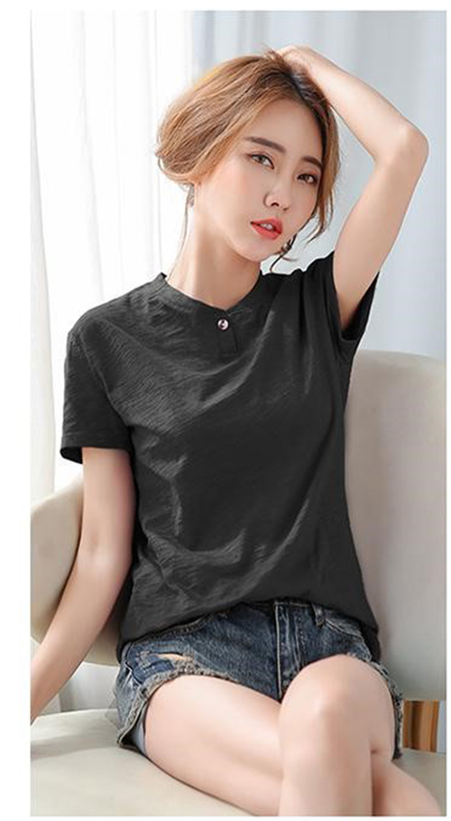 Áo kiểu nữ cổ trụ 1 nút thời trang