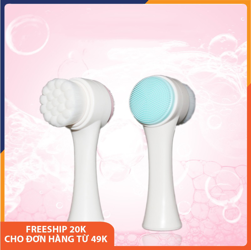 Cọ rửa mặt và massage 2 đầu hoàn hảo, dụng cụ cọ rửa mặt cầm tay làm sạch da, làm săn và tăng độ đàn hồi cho da, chống lão hóa, giảm nếp nhăn, cây cọ rửa mặt mini cute Melystore DC011