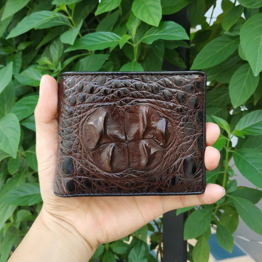 Bóp da cá sấu khẳng định đẳng cấp [GÙ CÁ SẤU NÂU ĐỎ RẤT ĐẸP] 2 mặt da cá sấu 100%