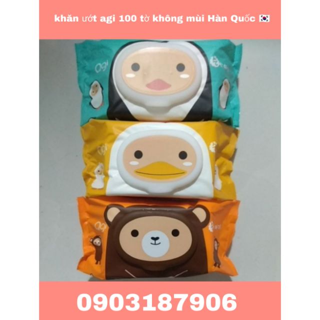 [KHÔNG QUÀ ](Hàn Quốc) khăn ướt agi 100 tờ - không mùi