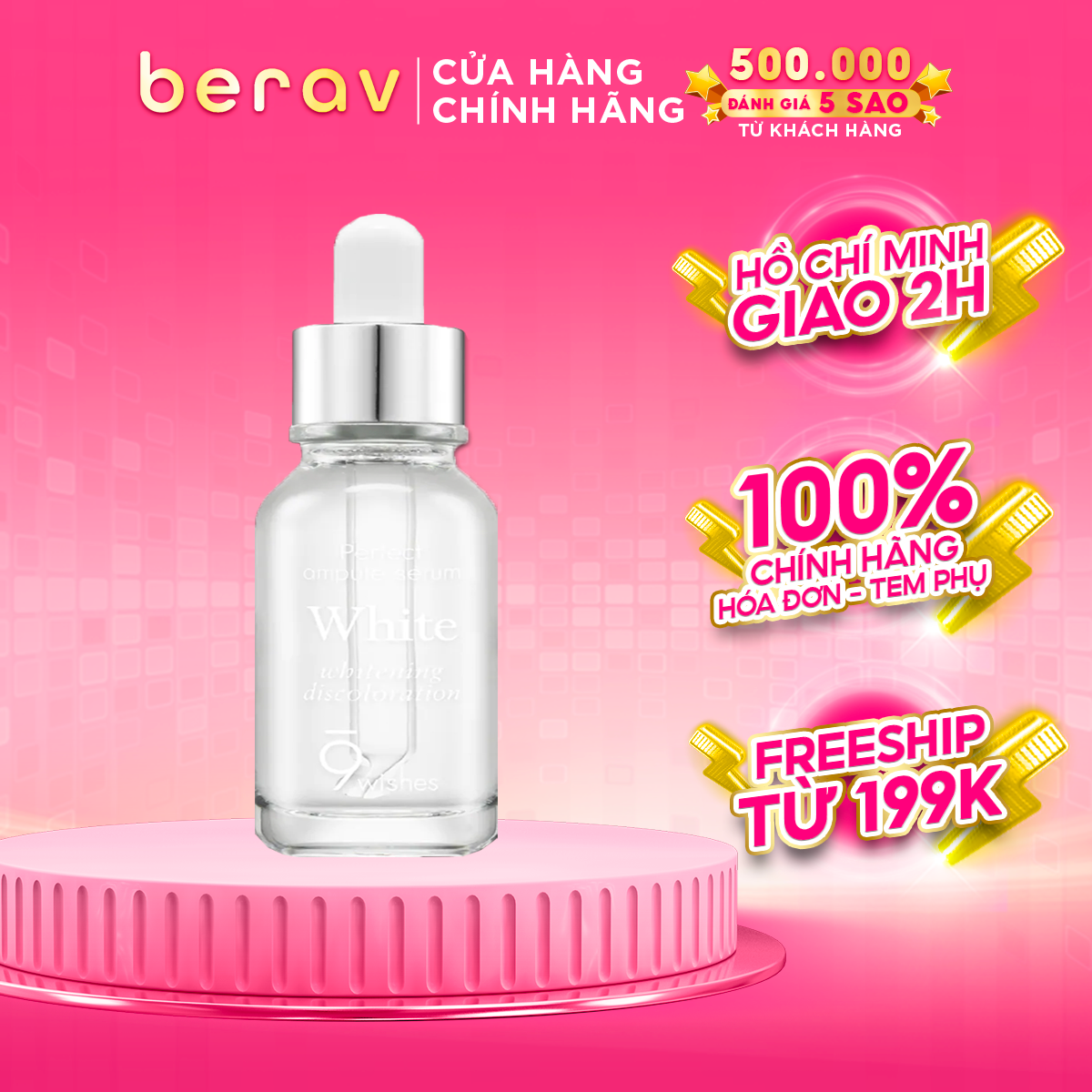 Tinh Chất Cấp Ẩm, Dưỡng Trắng Da 9Wishes Miracle WHITE Ampule Serum 25ml