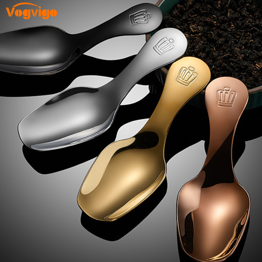 Tableware Stainless Steel Spoon Short Handle Teaspoons Coffee Bean Tea Kitchen Tool Gadget Dessert Cute Creative Shovel Spoon