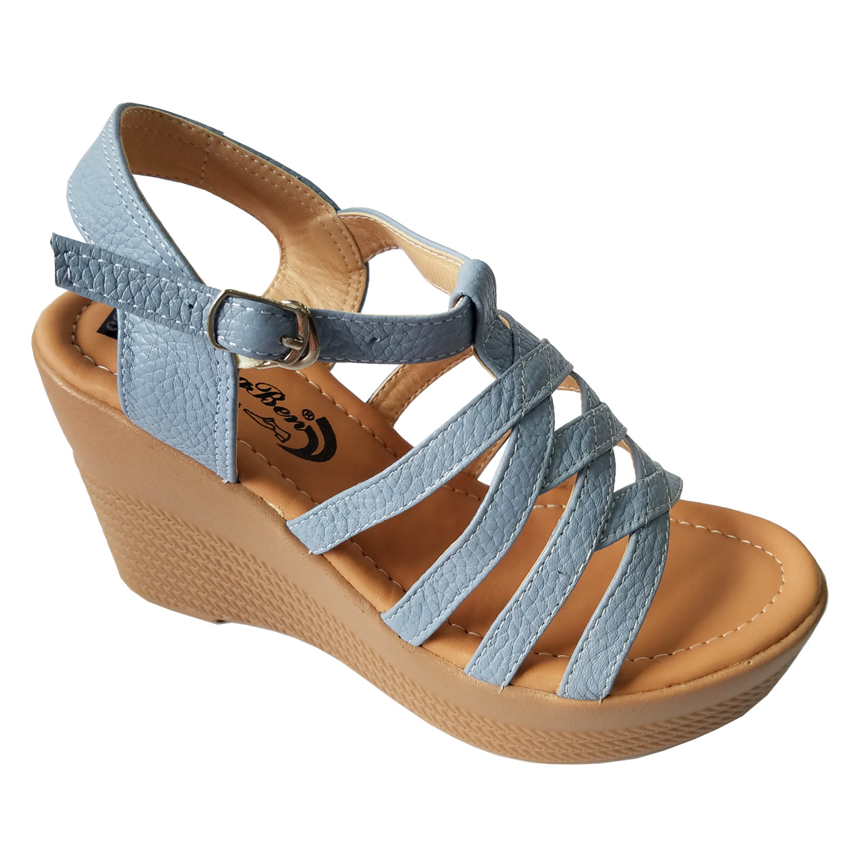Giày Sandal Đế Xuồng Da Bò BIGBEN Cao 9 Phân DS5