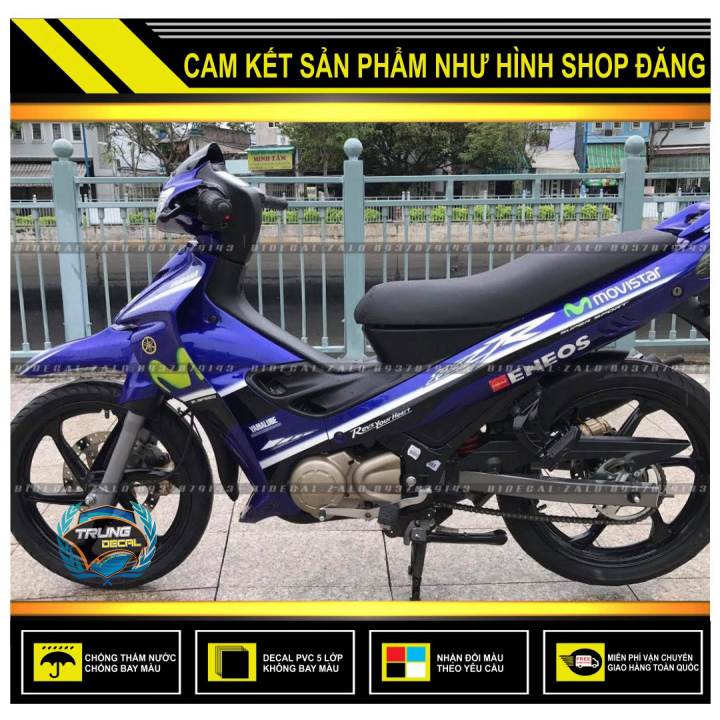 Tem rời yaz 125 mẫu movistar zr dán xe xanh gp