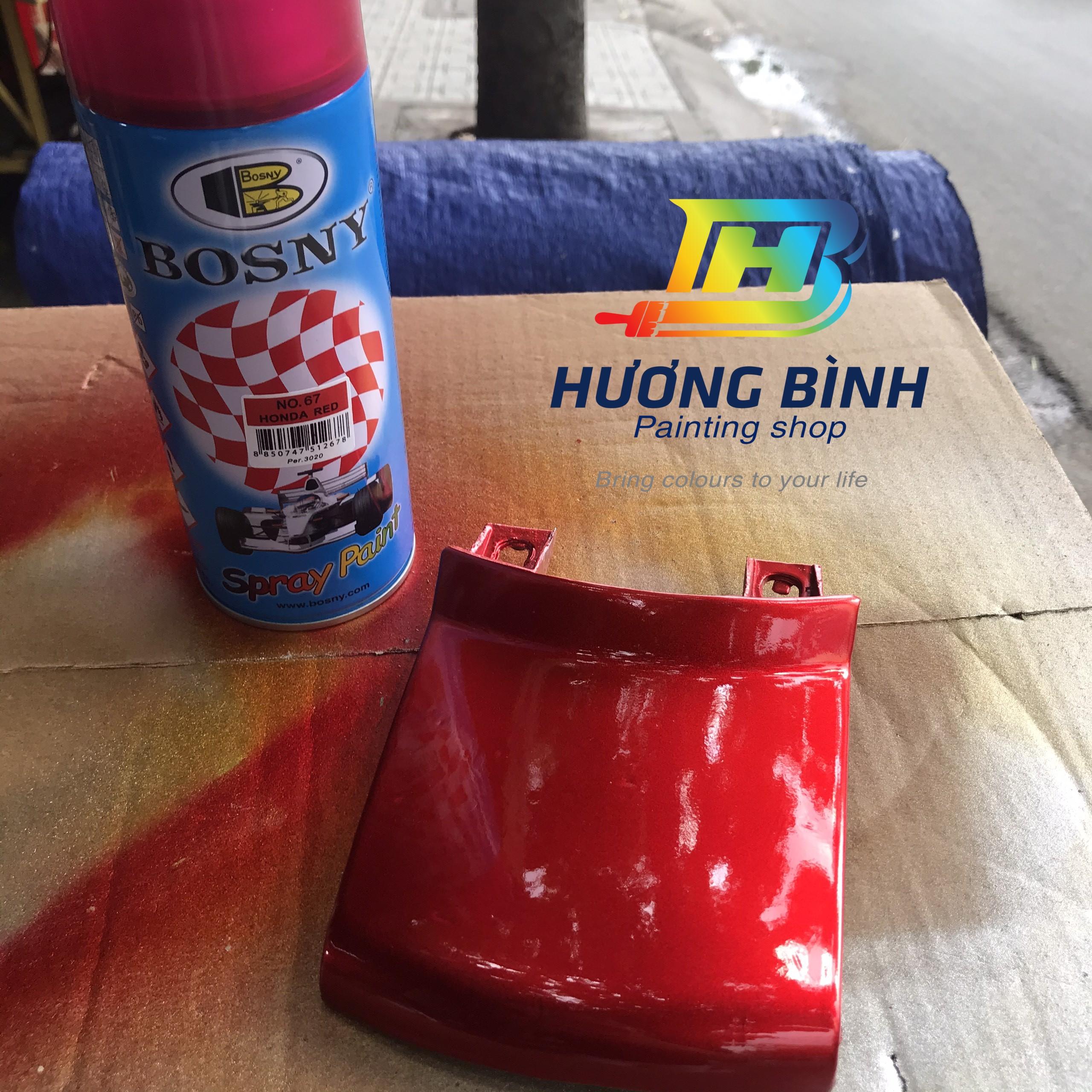 Sơn xịt Bosny Candy Đỏ Honda - No.67 (cần phải có nền Bạc mới lên được màu)