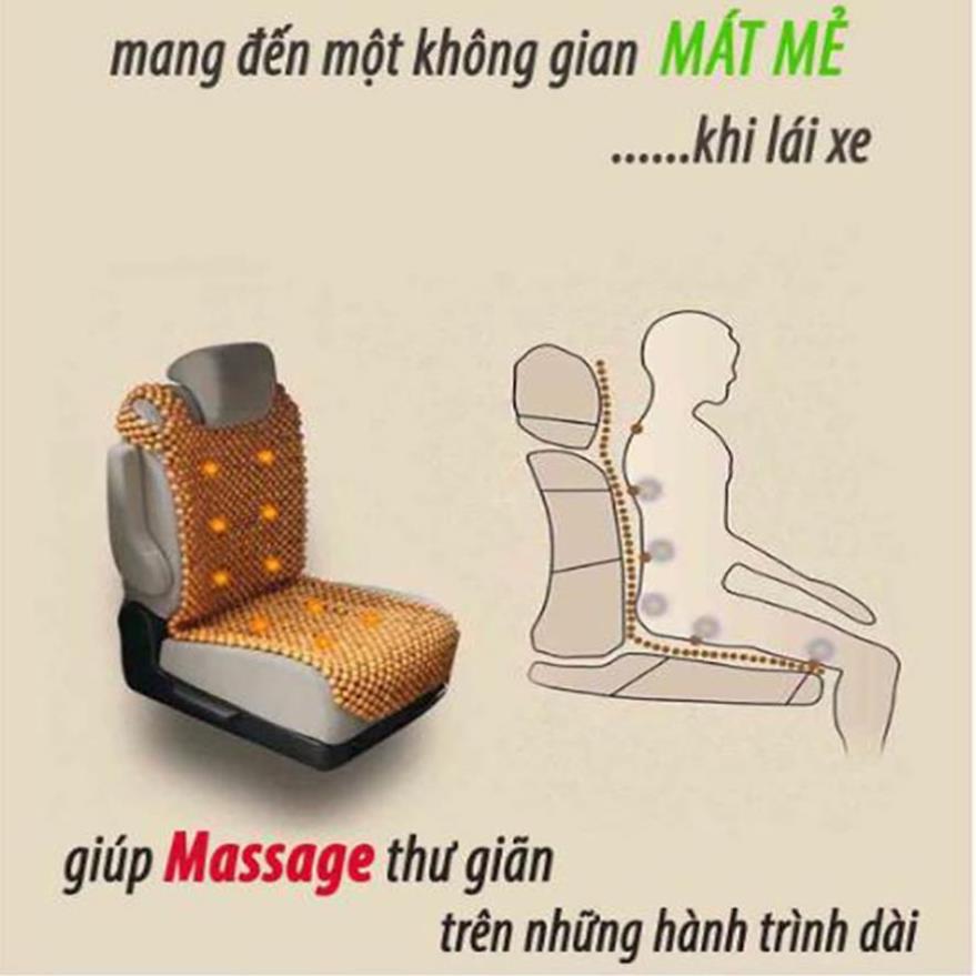 Lót ghế ô tô hạt gỗ đan hoa cao cấp